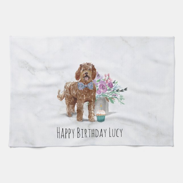 Labradoodle personnalisées Chien Cuisine Serviette (Horizontal)
