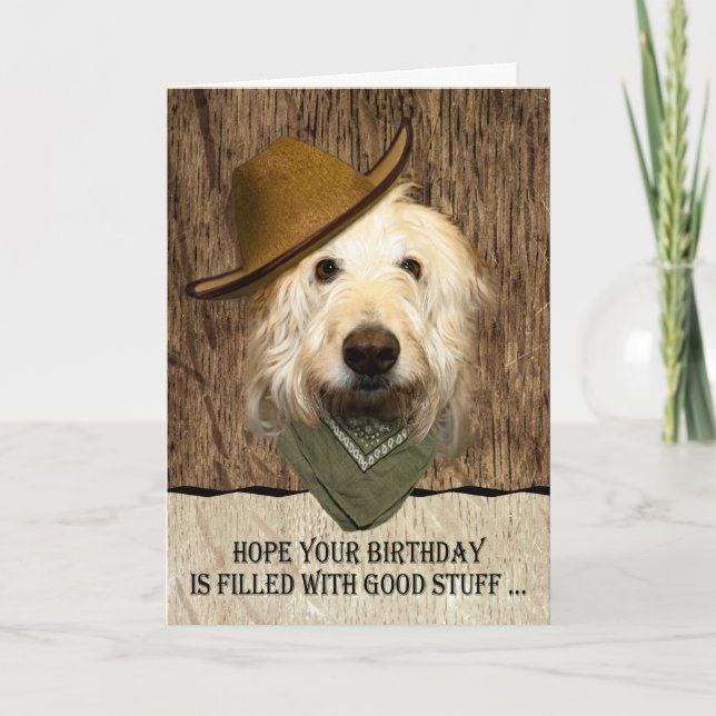 Labradoodle porter Cowboy Casquette drôle carte d' (Devant)