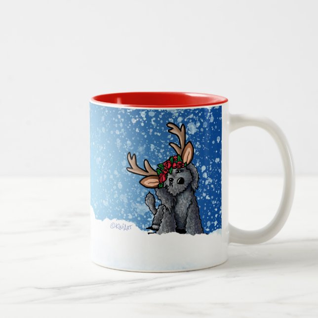 Labradoodle Reindeer Christmas Mug à deux tons (Droit)