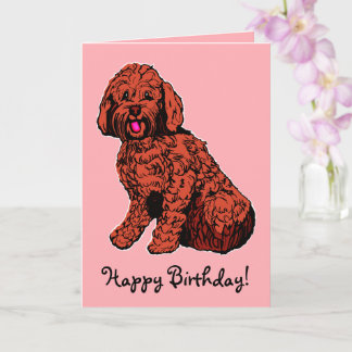 Labradoodle rose joyeuse carte d'anniversaire