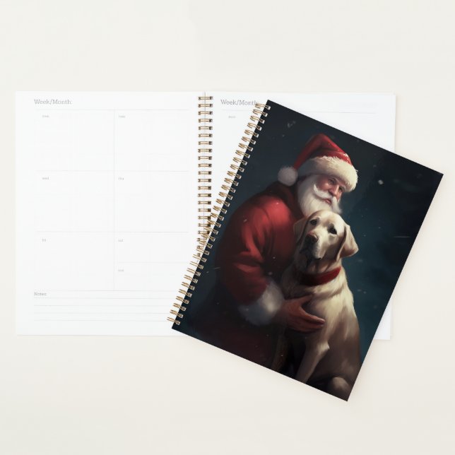 Labrador avec le Père Noël Festif Noël  (Devant avec enveloppe)