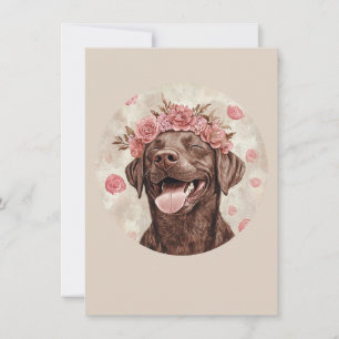 Labrador chocolat personnalisé Chien Rose Joyeux A