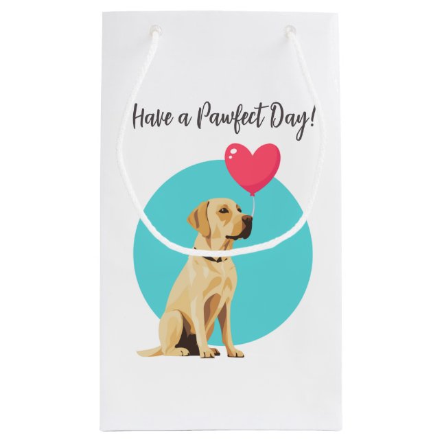 Labrador jaune avec sac cadeau de ballon de coeur (Dos)