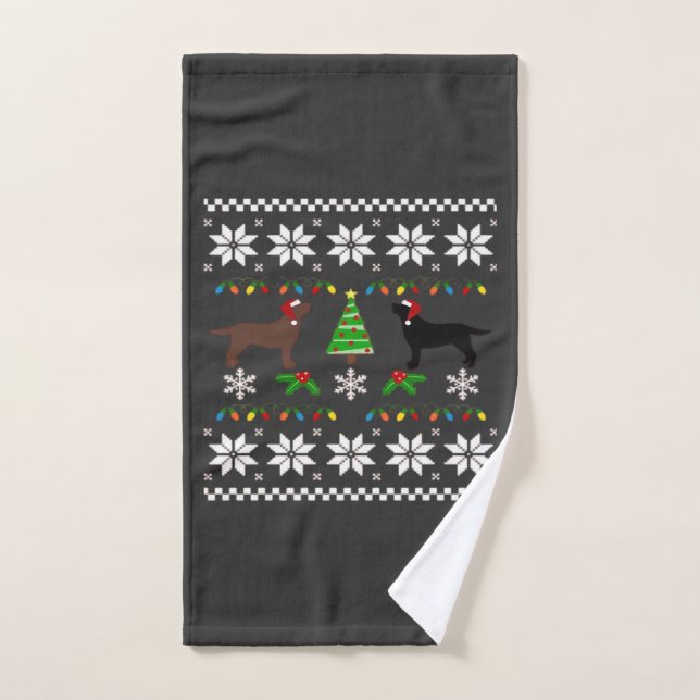 Labrador noir et Labrador chocolat Joyeux Noël (Serviette à main)