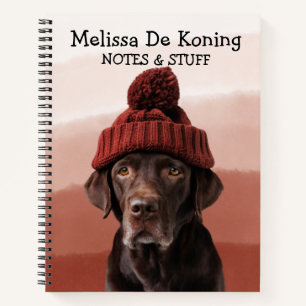 Labrador portant un carnet casquette laineux