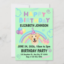 Labrador Retriever Birthday Party Invitation Green