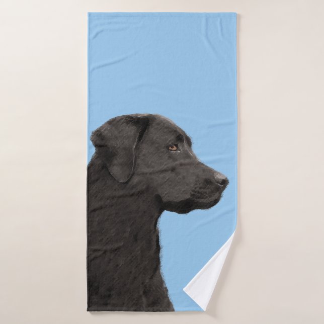 Labrador Retriever Black Peinture Original Chien A (Serviette de bain)