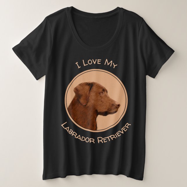 Labrador Retriever (Chocolat) Peinture - Chien Art (Design devant)
