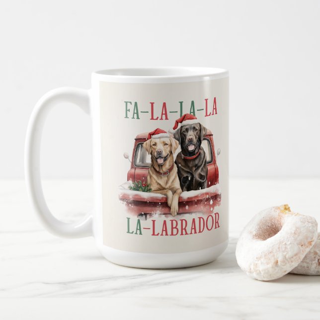 Labrador Retriever Funny Christmas Chien Mug Café (Avec donut)