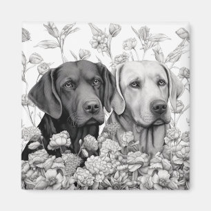 Labrador Retriever Magnet - Deux chiens