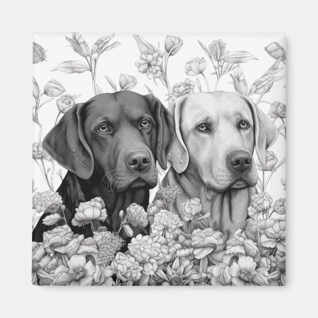 Labrador Retriever Magnet - Deux chiens (Devant)