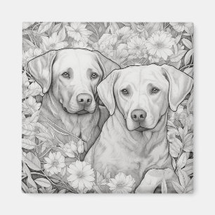 Labrador Retriever Magnet - Deux chiens