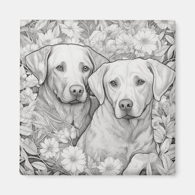 Labrador Retriever Magnet - Deux chiens (Devant)