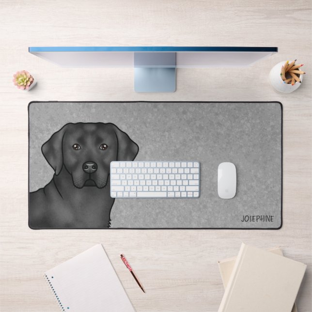 Labrador Retriever Noir Dessin Animé Mignon Chien  (Bureau 1)