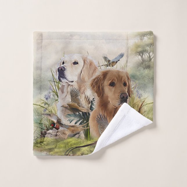 Labrador Retrivers avec faisan, Art (Gant de toilette)