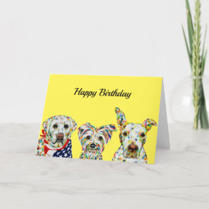 Labrador, Terrier, Pitbull Carte d'anniversaire