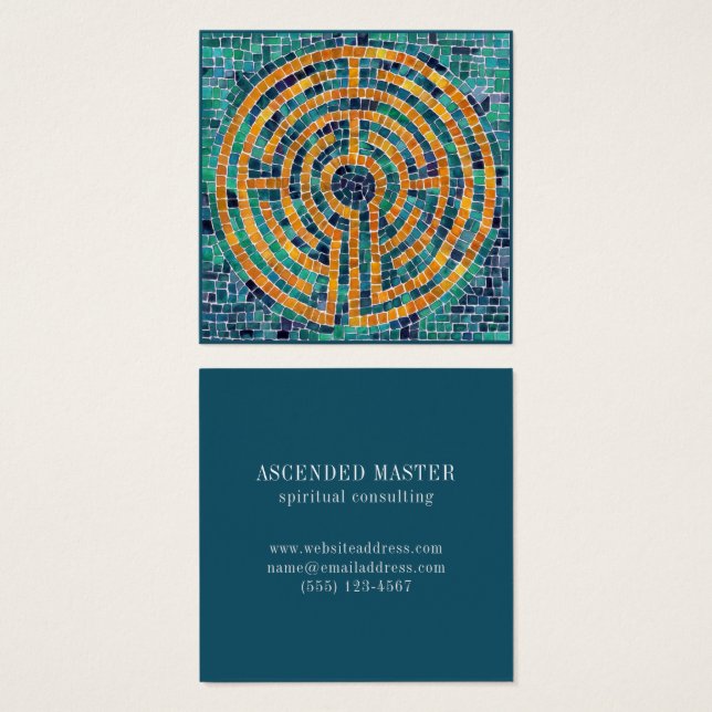 LABYRINTH II Carré Carte de visite - Vert (Devant & derrière)