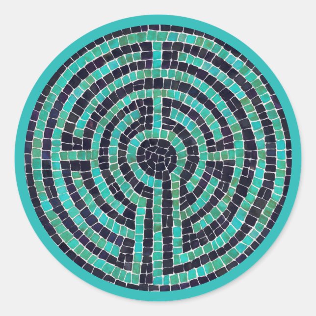 LABYRINTH III gros Stickers ronds - Turquoise (Devant)