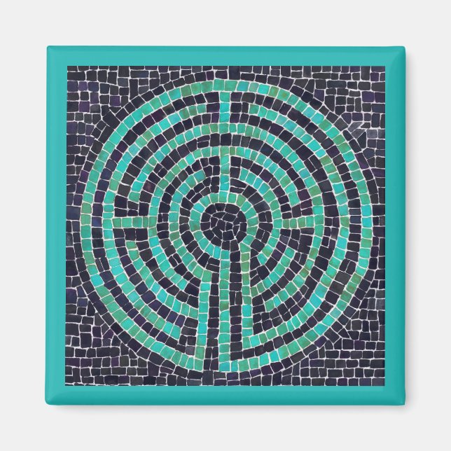 LABYRINTH III Magnet Carré - Turquoise (Devant)