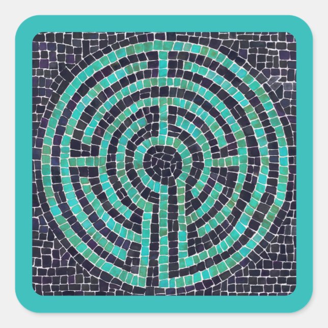 LABYRINTH III Stickers Carré petit - Turquoise (Devant)