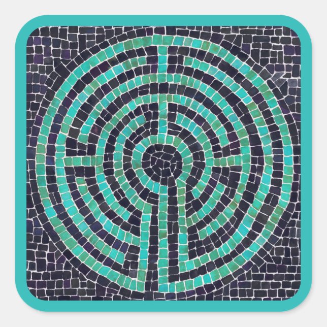 LABYRINTH III - Stickers grand Carré - Turquoise (Devant)