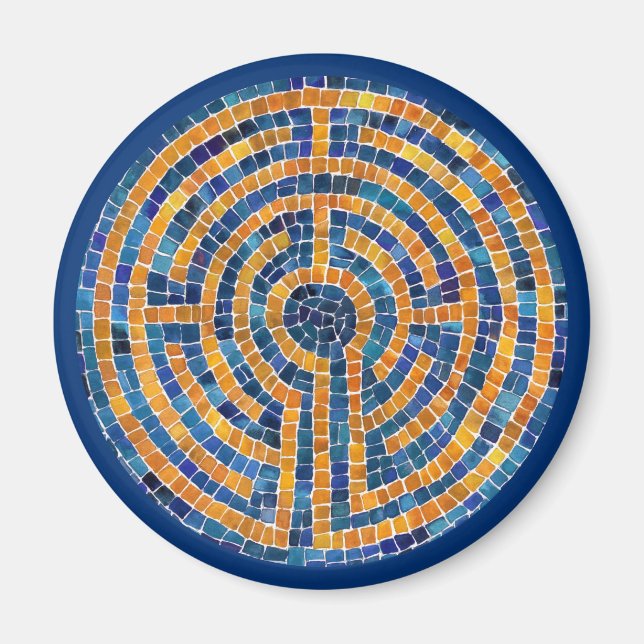 LABYRINTH IV Aimant Rond - Bleu (Devant)