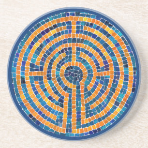 LABYRINTH IV Dessous de verre en grès - Bleu