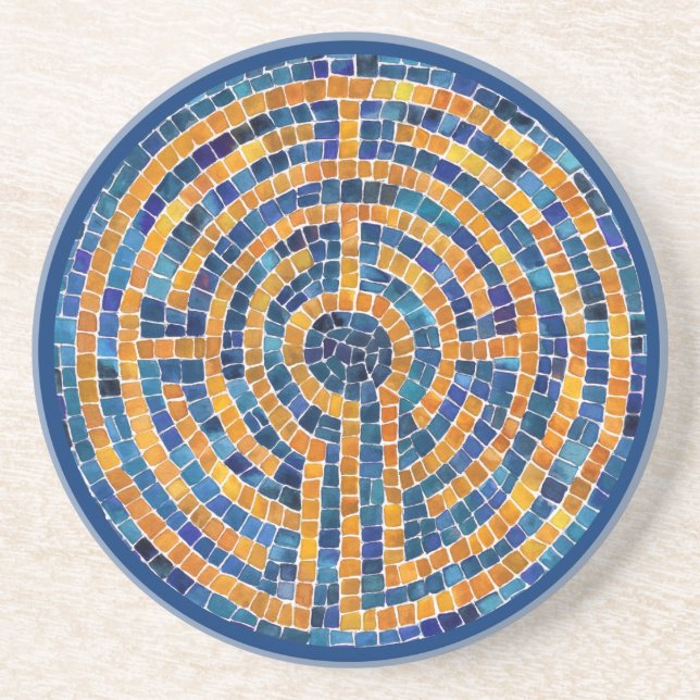 LABYRINTH IV Dessous de verre en grès - Bleu (Devant)