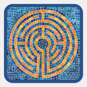 LABYRINTH IV Stickers grand Carré - Bleu