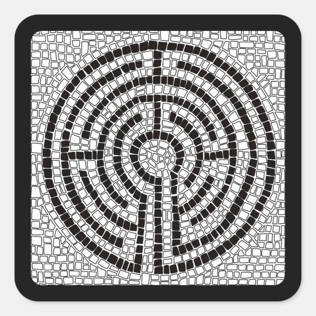 LABYRINTH VII Stickers Carré petit - Noir (Devant)