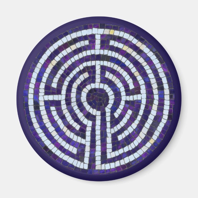 LABYRINTH VIII Magnet rond - Violet (Devant)