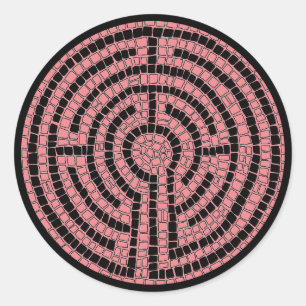 LABYRINTH XVI Grand Stickers Rond / Noir