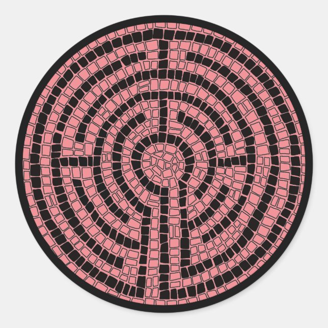 LABYRINTH XVI Grand Stickers Rond / Noir (Devant)