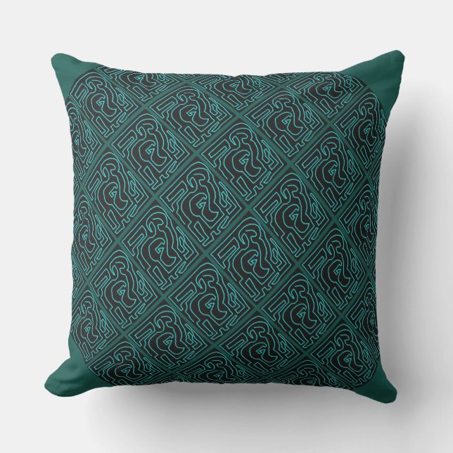 Labyrinthe turquoise sur le coussin enorme (Recto)