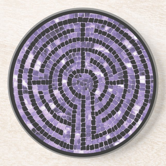 LABYRINTHE VI Dessous de verre en grès - Noir (Devant)