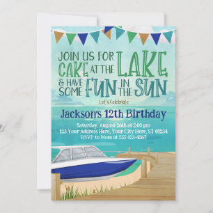 Lac Anniversaire Invitation Vitesse Bateau Lac Pêc