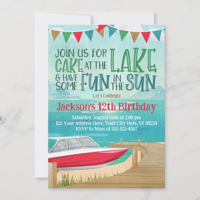 Lac Anniversaire Invitation Vitesse Bateau Lac Pêc (Devant)
