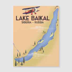 Lac Baïkal Sibérie Affiche de voyage russe Carte