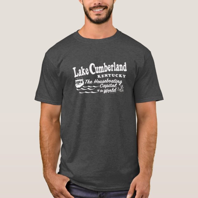 Lac Cumberland TShirt - Blanc sur gris foncé (Devant)