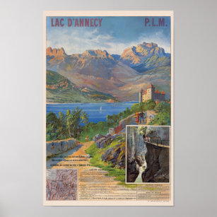 Lac d'Annecy PLM France Poster vintage 1890