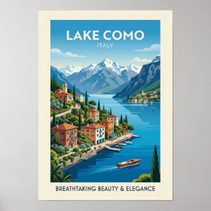 Lac de Côme Italie Affiches de voyage vintage Art