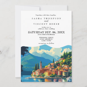 Lac de Côme Italie Faire-part de mariage Retro