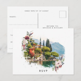 Lac de Côme Italie mariage d'été rsvp carte postal
