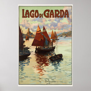 Lac de Garde - Affiche de voyage vintage