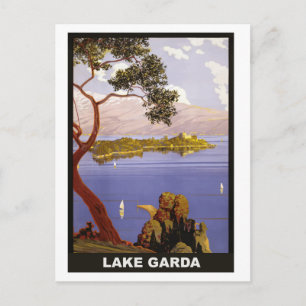 Lac de Garde, Italie, carte postale de voyage vint