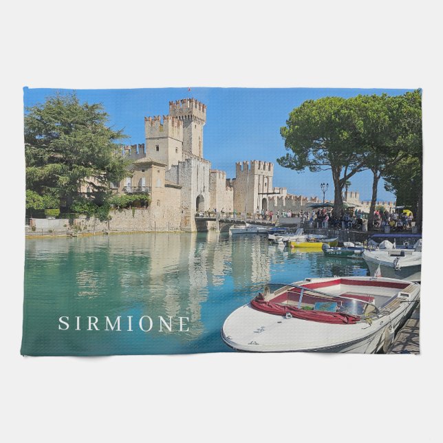 Lac de Garde Sirmione Vue du château serviette de  (Horizontal)