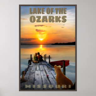 Lac des Ozarks Missouri Affiche de voyage Rouge