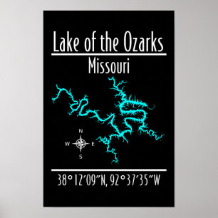 Lac des Ozarks Missouri Coordonnées Affiche de car