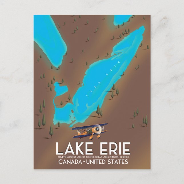 Lac Erie, États-Unis lac Carte affiche voyage (Devant)
