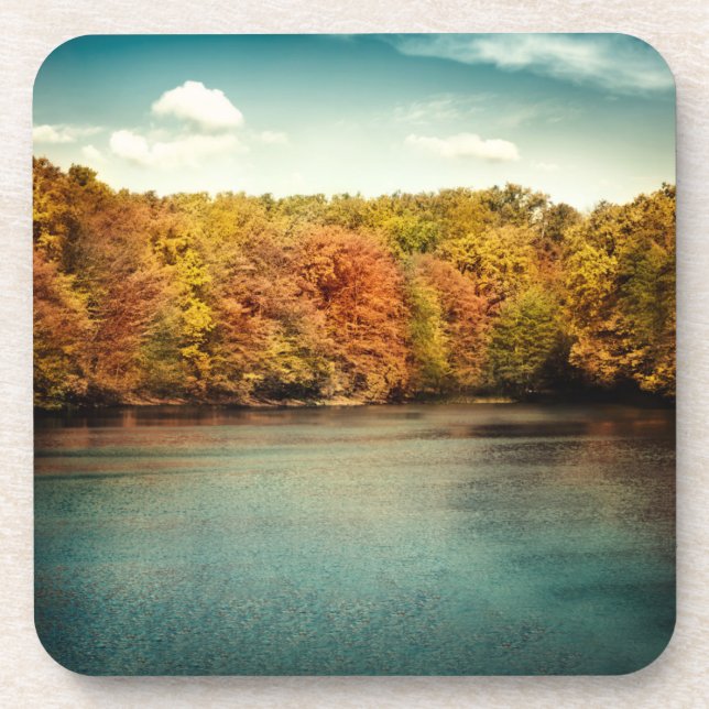 Lac Forêt Arbres Eau Monogramme Dessous de verre d (Devant)